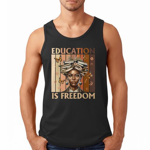 Education Is Freedom Teacher Books Black History Women Men Tank Top - Bookorys