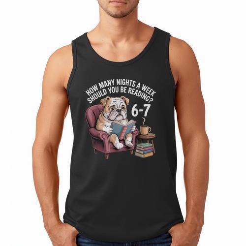English Bulldog Dog Reading Book 67 Six Seven Meme Men Tank Top - Bookorys