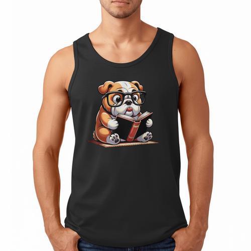 English Bulldog Reading a Book Dog For Men Women Girls Kids Men Tank Top - Bookorys