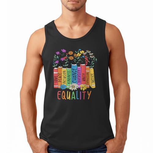 Equality Book LGBTQ Wildflowers Equal Rights Gay Kindness Men Tank Top - Bookorys