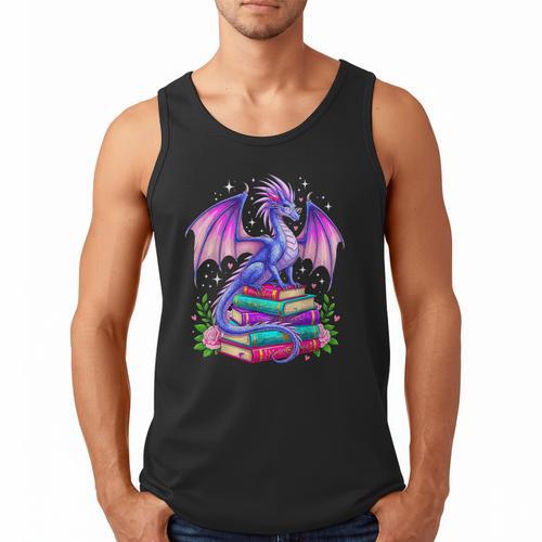 Fantasy Dragon Reading Books Bookworm Men Tank Top - Bookorys CA