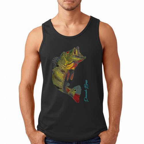 Fishing Shirts PEACOCK BASS Fishing Art Shirt For Dad Men Tank Top - Father's Day Fun