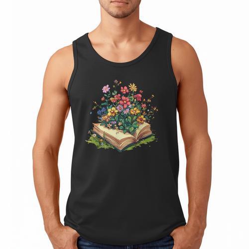 Floral Book Bloom Wildflowers Literature Nature Fantasy Men Tank Top - Bookorys