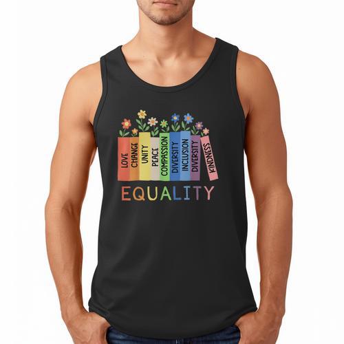 Floral Book Equality Human Rights Social Justice Peace Love Men Tank Top - Bookorys
