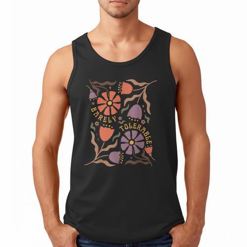 Floral Pride & Prejudice Barely Tolerable Book Lover Bookish Men Tank Top - Bookorys