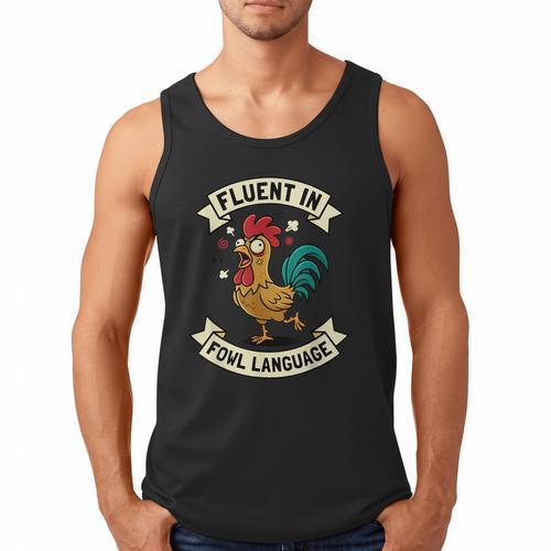 Fluent In Fowl Language Chicken Rooster Mom Dad Farm Men Tank Top - Father's Day Fun