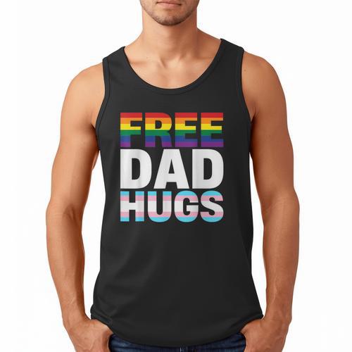 Free Dad Hugs Pride Flag Month LGBTQ Transgender Support Men Tank Top - Father's Day Fun
