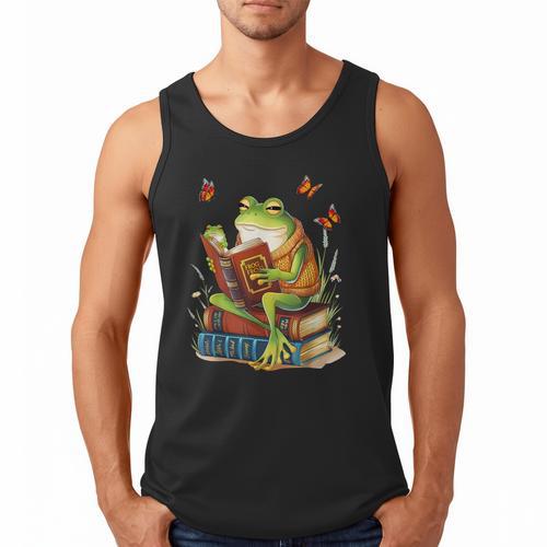 Frog & Toad Fishing Vintage Classic Book Frog Reading Book Men Tank Top - Bookorys CA