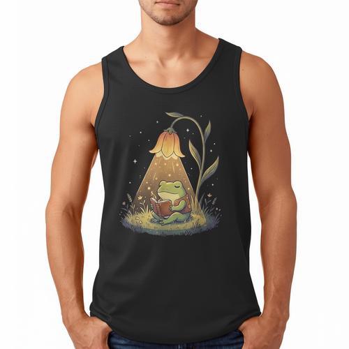 Frog Reading Book Shirt Cottagecore Frog Books Women Girls Men Tank Top - Bookorys