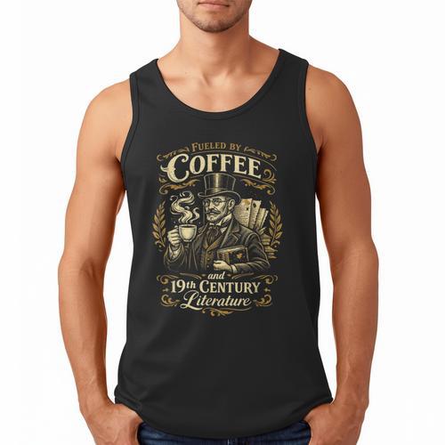 Fueled By Coffee And 19th Century Literature Book Tee Men Tank Top - Bookorys UK