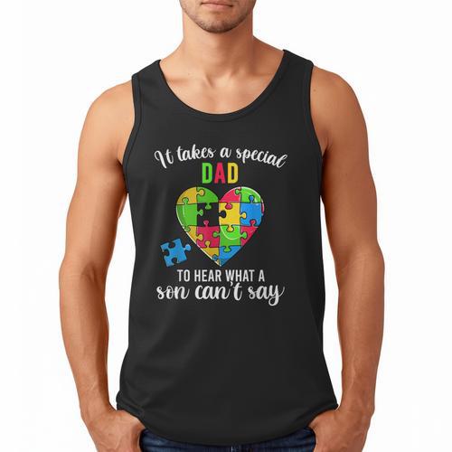 Fun Heart Puzzle Shirts Dad Autism Awareness Family Support Men Tank Top - Father's Day Fun