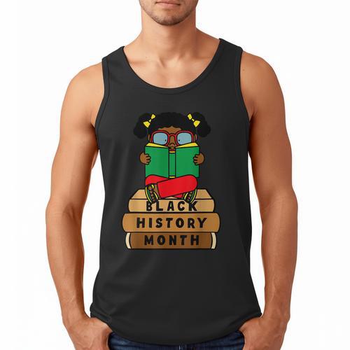 Girl Kid Reading Book Black History Month Bookworm Men Tank Top - Bookorys