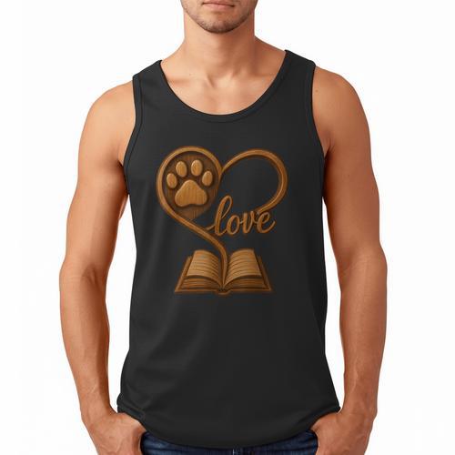 Girl Who Loves Dogs & Books Heart Dog Lover Reader Reeding Men Tank Top - Bookorys