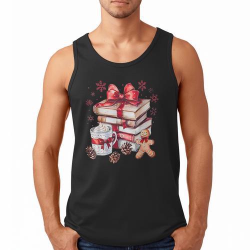 Girly Coquette Gingerbread Books And Hot Cocoa Cozy Season Men Tank Top - Bookorys
