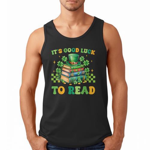 Goods Luck Read Librarian Book Patrick Days Shamrock Clover Men Tank Top - Bookorys DE