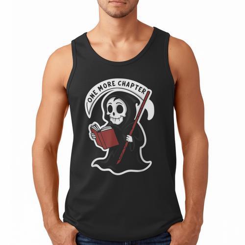 Grim Reaper Bookworm Cute Book Reading Halloween Men Tank Top - Bookorys