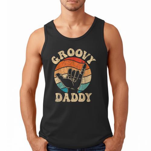 Groovy Daddy 70s Aesthetic Nostalgia 1970's Retro Groovy Dad Men Tank Top - Father's Day Fun