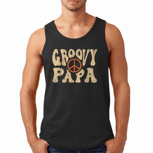 Groovy Papa 70s Aesthetic Nostalgia 1970's Retro Dad Men Tank Top - Father's Day Fun