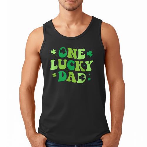 Groovy St Patrick's Day Apparel One Lucky Dad Shirt Small Modern Groovy St Patrick's Day Shirt Men Tank Top - Father's Day Fun
