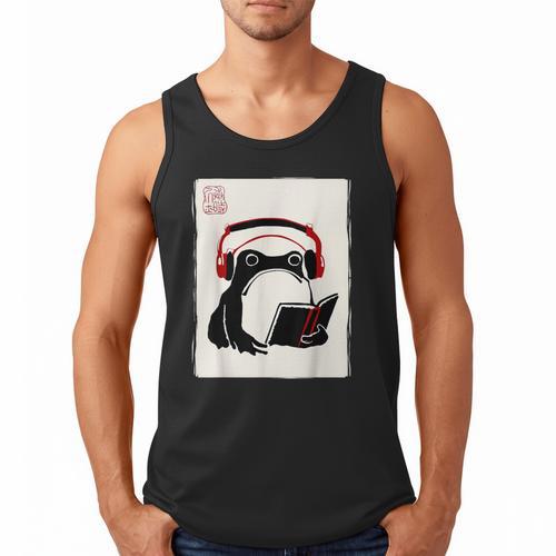 Grumpy Frog Books Music Kawaii Ink Japanese Men Tank Top - Bookorys