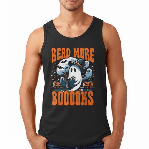Halloween Book Lover Ghost Boo Pun Read More Boooks Men Tank Top - Bookorys UK