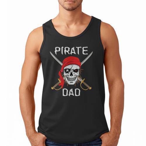 Halloween Pirate Skull Apparel Pirate Dad V-Neck Short Sleeve Cotton 100 T-Shirt Small Men Tank Top - Father's Day Fun