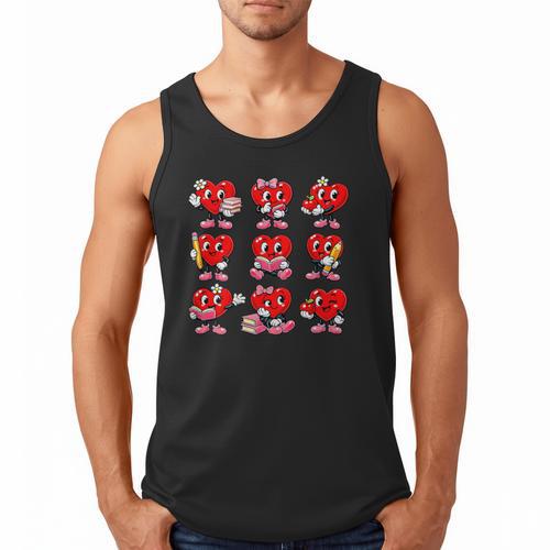 Heart Reading Books Valentine’s Day Girl And Boy Book Lovers Men Tank Top - Bookorys