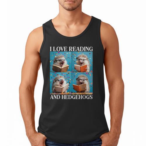 Hedgehog Love Reading And Hedgehogs Child Book Lover Men Tank Top - Bookorys DE