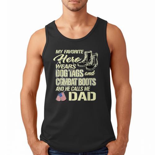 Hero Wears Dog Tags Combat Boots Proud Army Dad Father Men Tank Top - Father's Day Fun