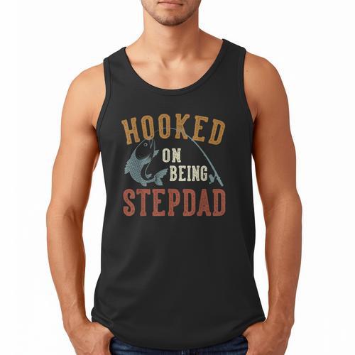 Hooked On Being Stepdad Father's Day Fishing Stepdad Men Tank Top - Father's Day Fun