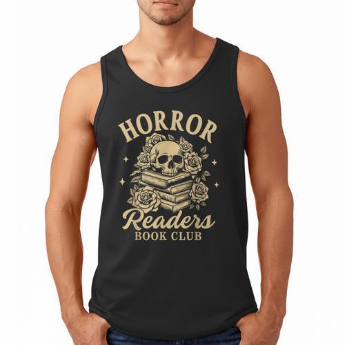 Horror Reading Spooky Vibes Bookish Horror Readers Book Club Men Tank Top - Bookorys CA