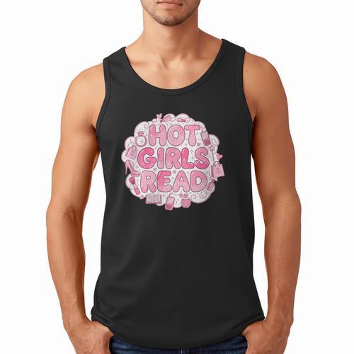Hot Girls Read Pink Aesthetic Book Lover Reading Men Tank Top - Bookorys