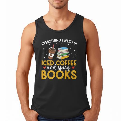 Iced Coffee And Spicy Books Iced Coffee Lover Cold Brew Men Tank Top - Bookorys DE