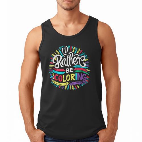 I'd Rather Be Coloring Books Color Drawing Book Men Tank Top - Bookorys