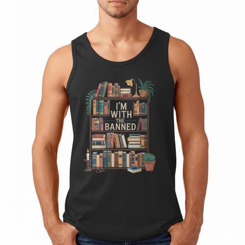 I'm With The Banned Books Reading Men Tank Top - Bookorys