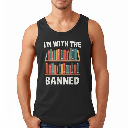 I'm With The Banned Librarian Banned Book Lover Reader Men Tank Top - Bookorys