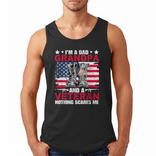 I'm A Dad Grandpa And Veteran Papa Grandpa Fathers Day Men Men Tank Top - Father's Day Fun