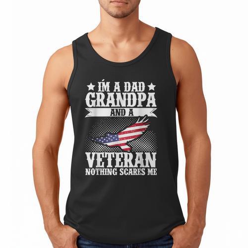 I'm A Dad Grandpa And A Veteran US Flag Veterans Day Men Tank Top - Father's Day Fun