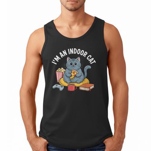 I'm An Indoor Cat Introvert Pizza Popcorn Book Gamer Cat Men Tank Top - Bookorys AU