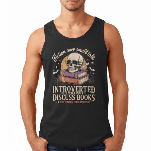 Introverted But Willing To Discuss Books Cozy Aesthetic Men Tank Top - Bookorys