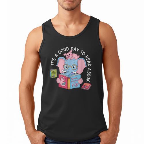Its A Good Day To Read A Book Cute Elephant And Pig Edition Men Tank Top - Bookorys AU