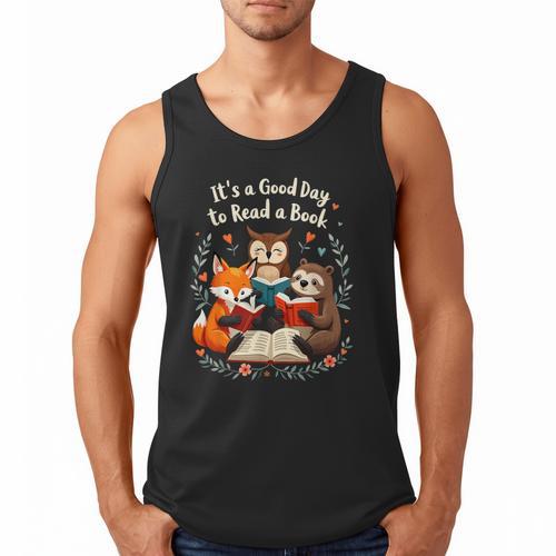 Its A Good Day To Read Book Cute Fox Sloth Owl Novel Reading Men Tank Top - Bookorys DE
