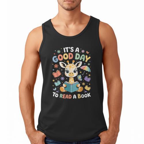 It's a Good Day To Read a Book Cute Giraffe Men Tank Top - Bookorys CA