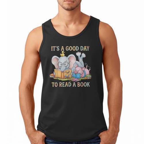 Its A Good Day To Read A Book Cute Pig & Elephant Adventure Men Tank Top - Bookorys