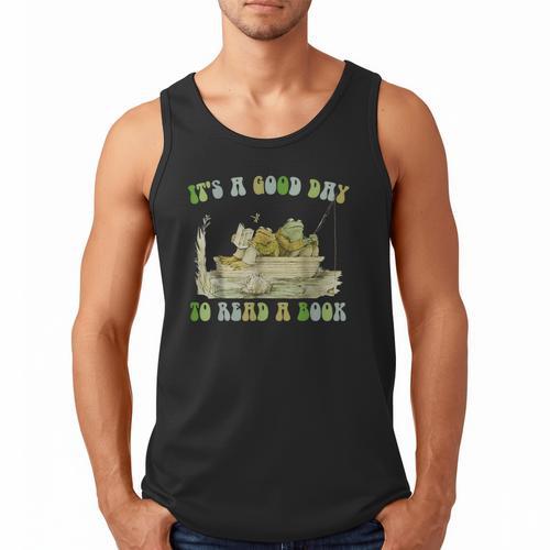 It's A Good Day To Read A Book Shirt Frog Reading Book Men Tank Top - Bookorys
