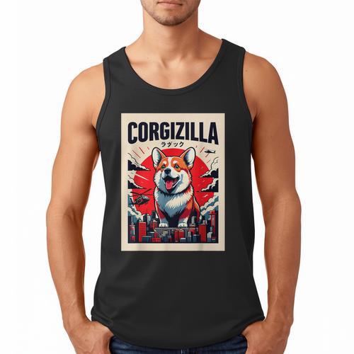 Japanese Art Corgi Dog Mom Dad Men Tank Top - Father's Day Fun