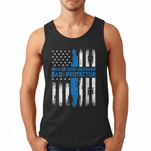 Jesus God Religious Man Of God Husband Dad Protector Men Tank Top - Father's Day Fun