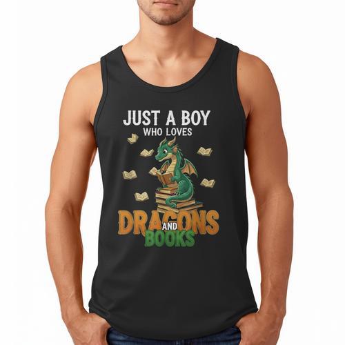 Just a Boy Who Loves Dragons And Books Reading Dragon Men Tank Top - Bookorys DE