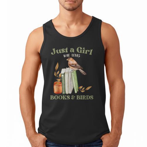 Just a Girl Who Loves Books And Birds Book Reading Bird Love Men Tank Top - Bookorys CA