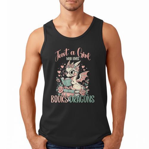 Just a Girl Who Loves Books And Dragons Book Dragon Lover Men Tank Top - Bookorys